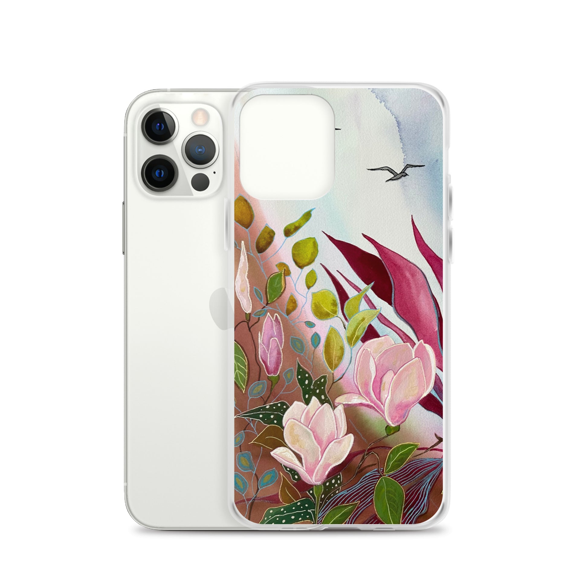 Pink Garden Clear Case for iPhone® - Aquamarine Design - Artistic Gifts for Women - Art by Artist Tania Herrera from Aquamarine Design Studio