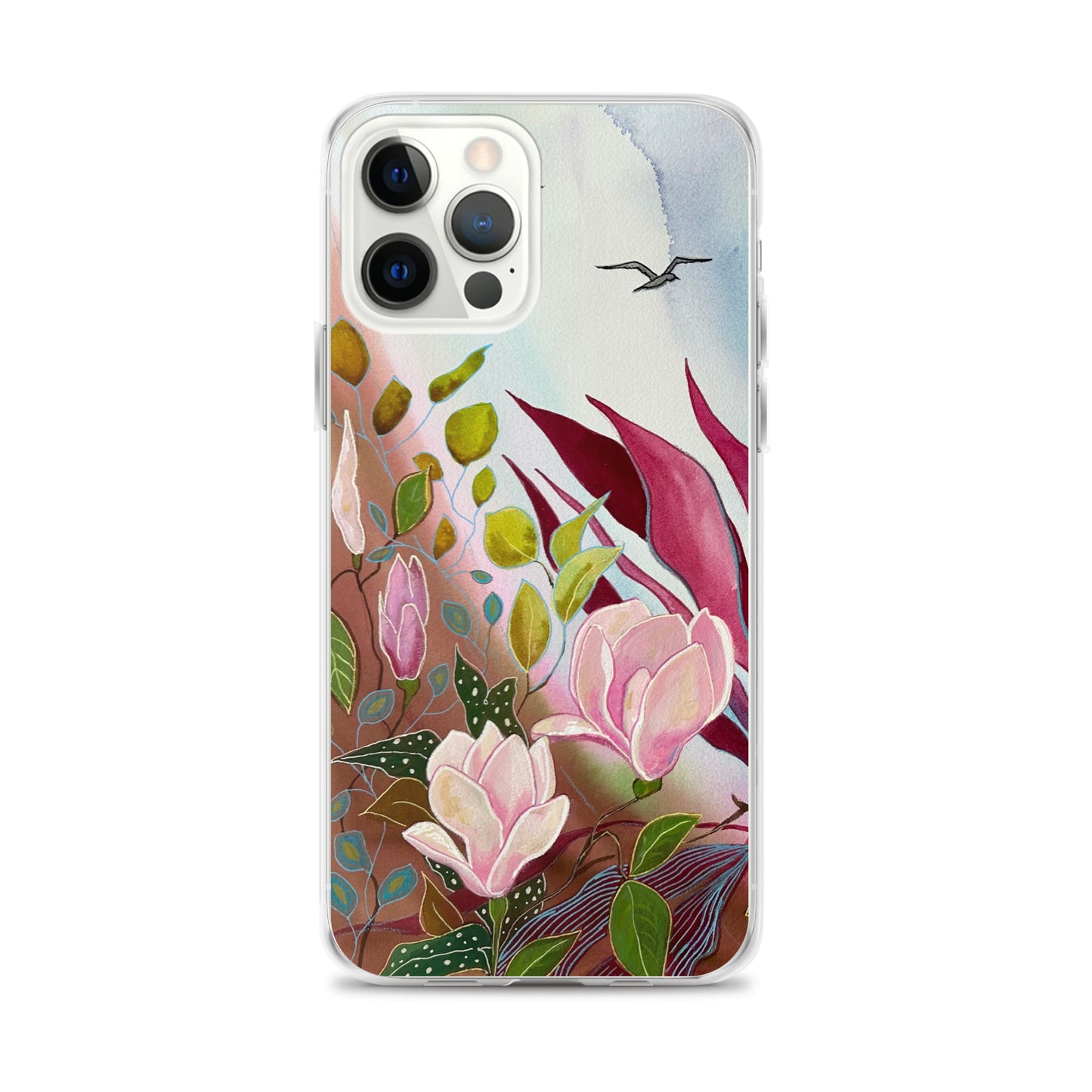 Pink Garden Clear Case for iPhone® - Aquamarine Design - Artistic Gifts for Women - Art by Artist Tania Herrera from Aquamarine Design Studio