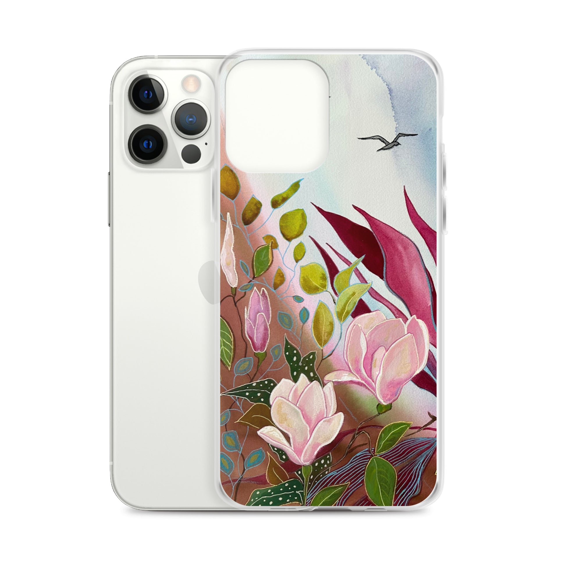 Pink Garden Clear Case for iPhone® - Aquamarine Design - Artistic Gifts for Women - Art by Artist Tania Herrera from Aquamarine Design Studio