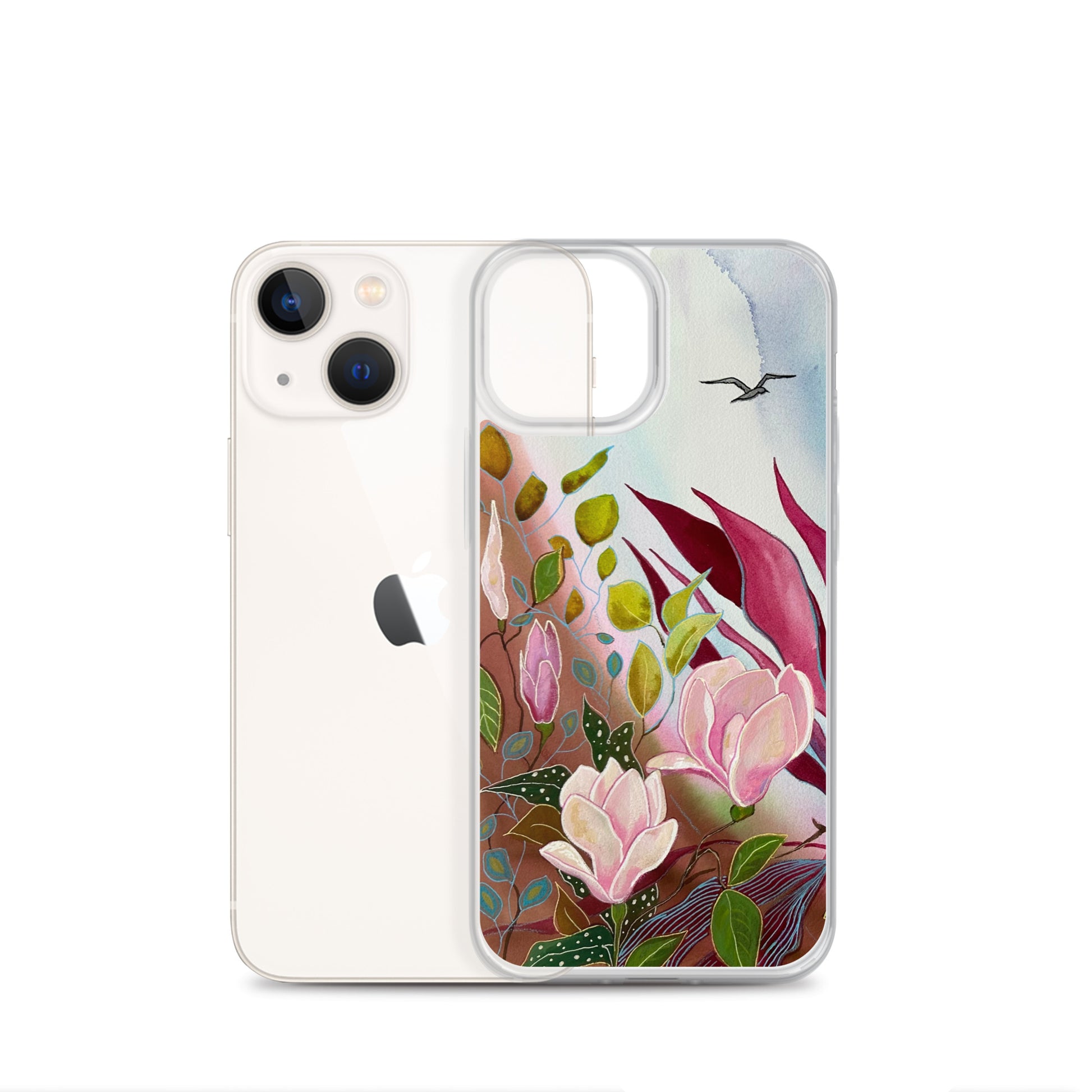 Pink Garden Clear Case for iPhone® - Aquamarine Design - Artistic Gifts for Women - Art by Artist Tania Herrera from Aquamarine Design Studio