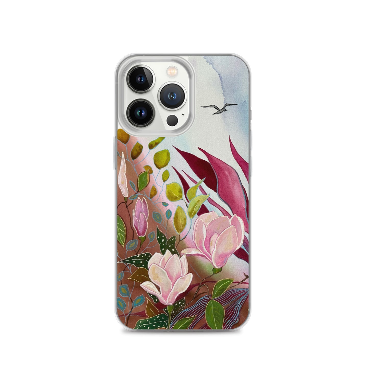 Pink Garden Clear Case for iPhone® - Aquamarine Design - Artistic Gifts for Women - Art by Artist Tania Herrera from Aquamarine Design Studio