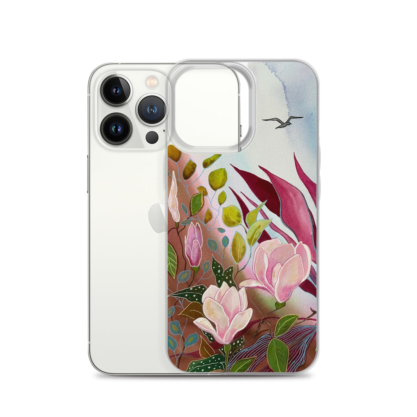 Pink Garden Clear Case for iPhone® - Aquamarine Design - Artistic Gifts for Women - Art by Artist Tania Herrera from Aquamarine Design Studio