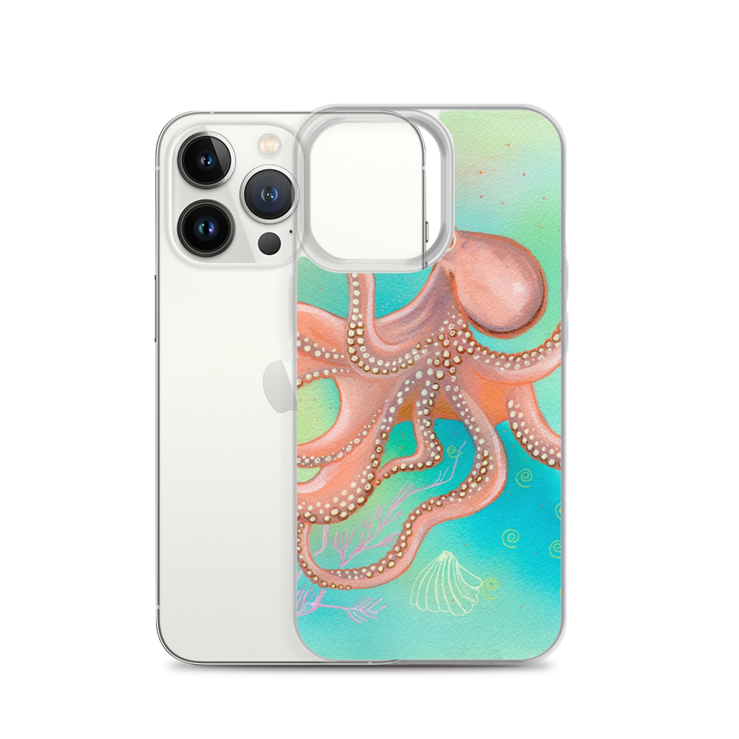 Octopus Clear Case for iPhone® - Aquamarine Design - Artistic Gifts for Women - Art by Artist Tania Herrera from Aquamarine Design Studio