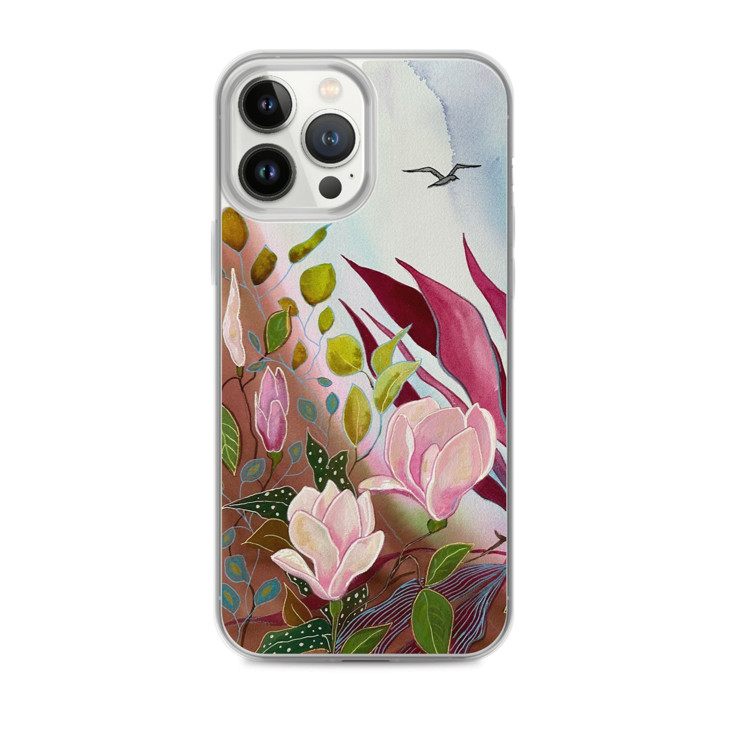 Pink Garden Clear Case for iPhone® - Aquamarine Design - Artistic Gifts for Women - Art by Artist Tania Herrera from Aquamarine Design Studio