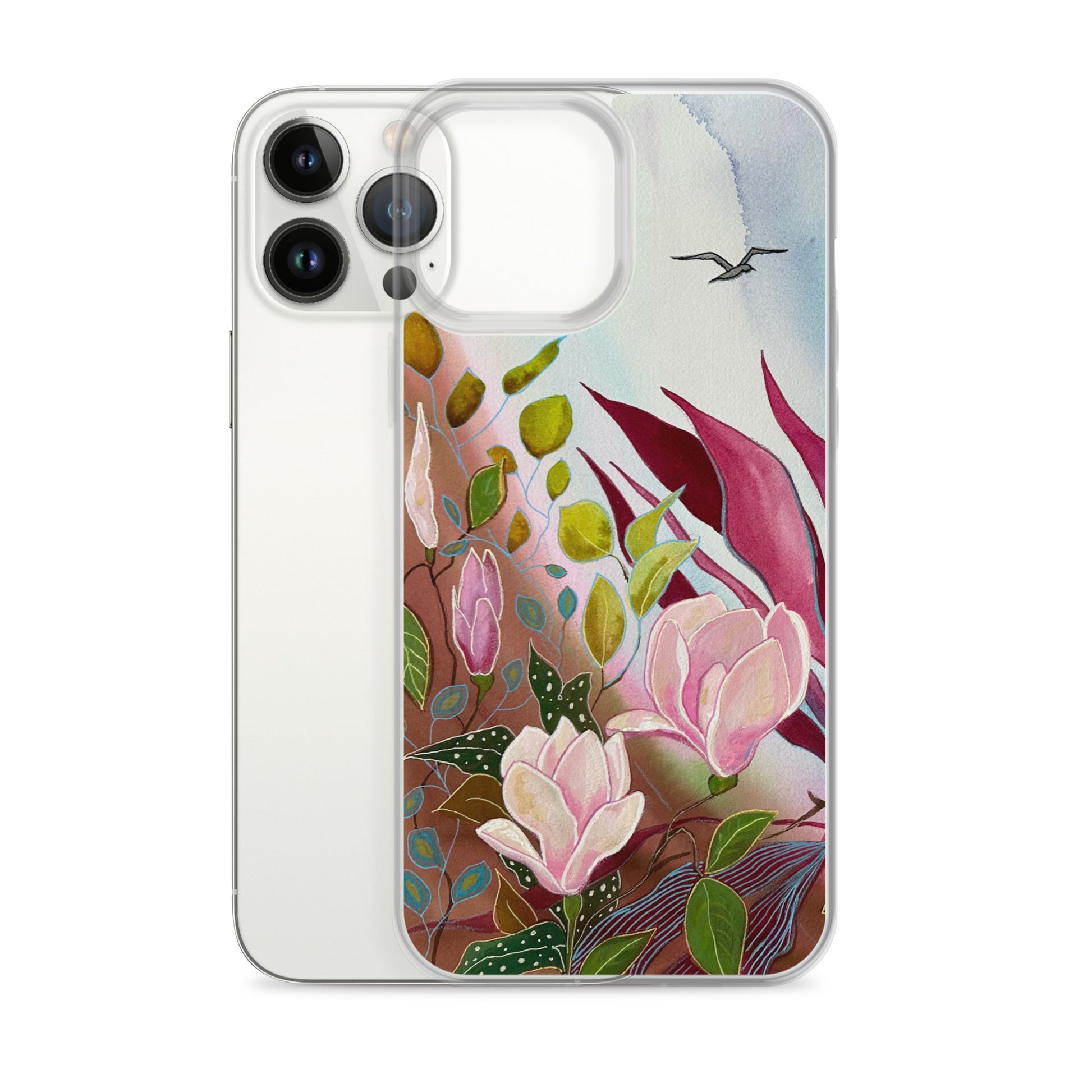 Pink Garden Clear Case for iPhone® - Aquamarine Design - Artistic Gifts for Women - Art by Artist Tania Herrera from Aquamarine Design Studio