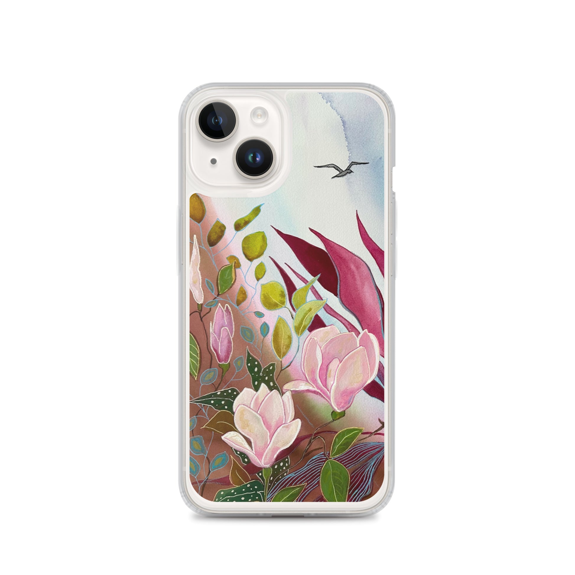 Pink Garden Clear Case for iPhone® - Aquamarine Design - Artistic Gifts for Women - Art by Artist Tania Herrera from Aquamarine Design Studio