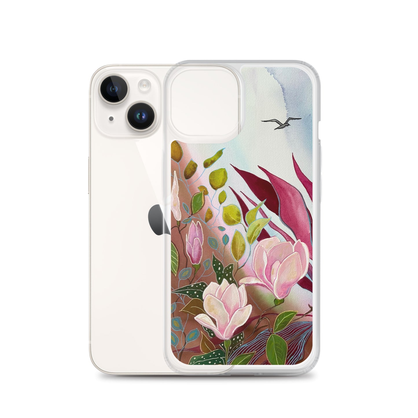 Pink Garden Clear Case for iPhone® - Aquamarine Design - Artistic Gifts for Women - Art by Artist Tania Herrera from Aquamarine Design Studio