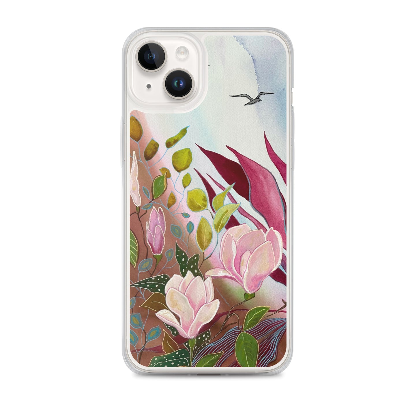 Pink Garden Clear Case for iPhone® - Aquamarine Design - Artistic Gifts for Women - Art by Artist Tania Herrera from Aquamarine Design Studio