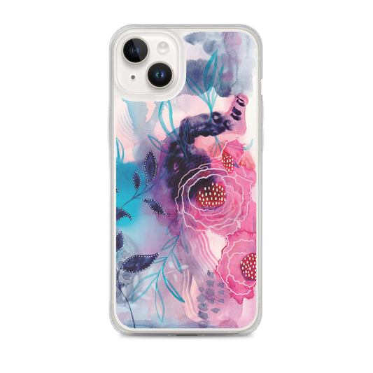 Blue Leaves Clear Case for iPhone® - Aquamarine Design - Artistic Gifts for Women - Art by Artist Tania Herrera from Aquamarine Design Studio