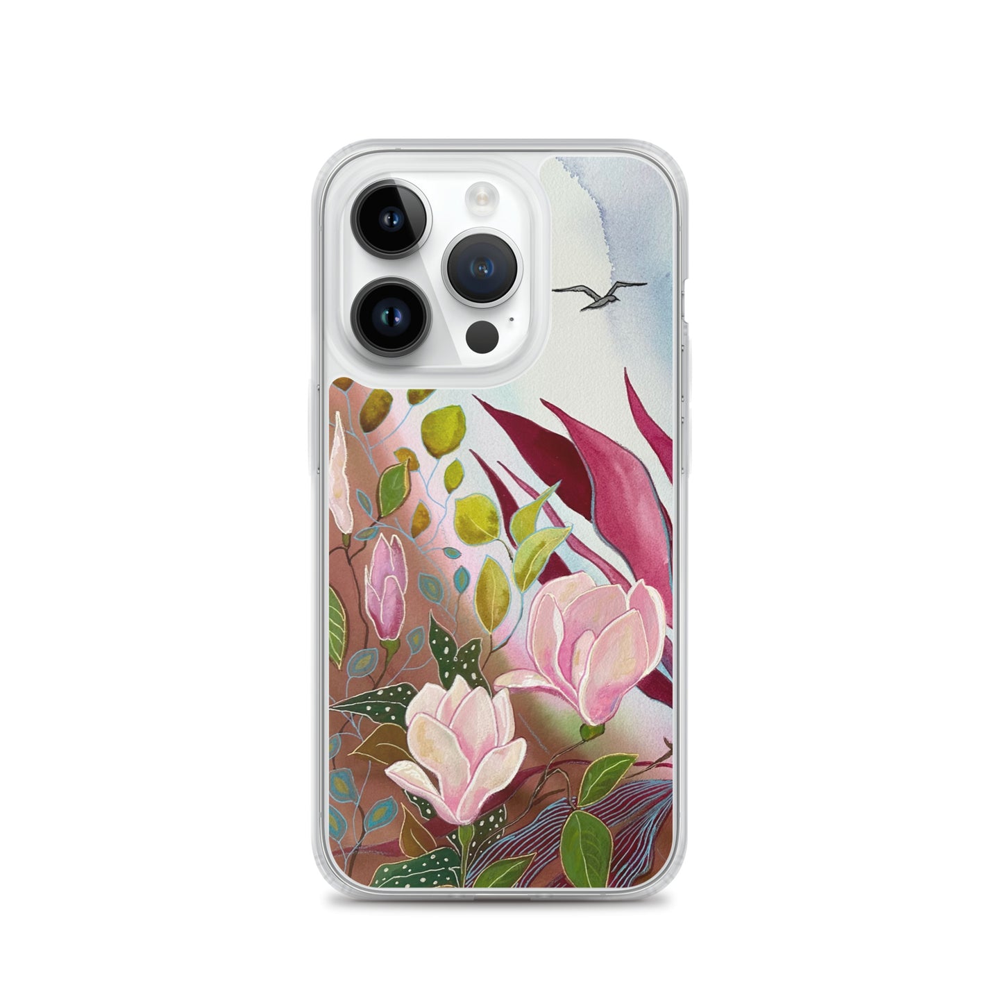 Pink Garden Clear Case for iPhone® - Aquamarine Design - Artistic Gifts for Women - Art by Artist Tania Herrera from Aquamarine Design Studio