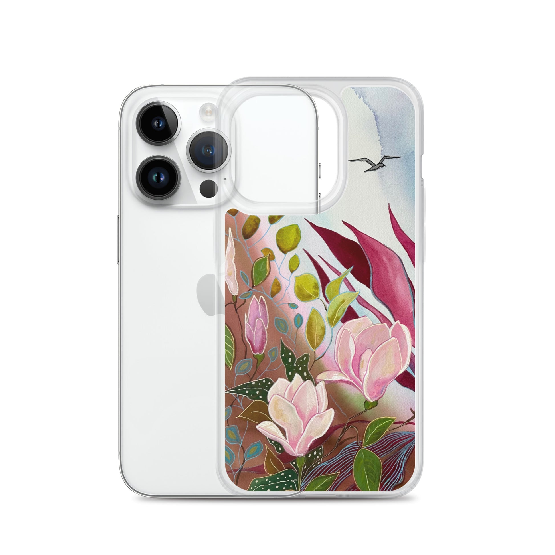 Pink Garden Clear Case for iPhone® - Aquamarine Design - Artistic Gifts for Women - Art by Artist Tania Herrera from Aquamarine Design Studio