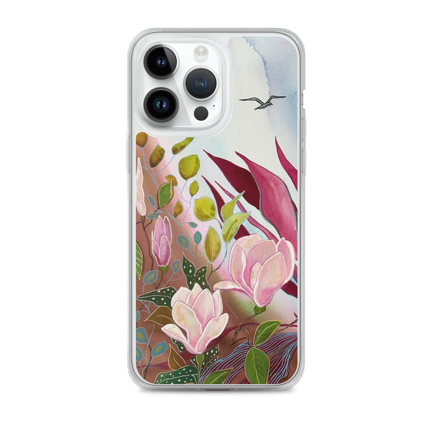 Pink Garden Clear Case for iPhone® - Aquamarine Design - Artistic Gifts for Women - Art by Artist Tania Herrera from Aquamarine Design Studio