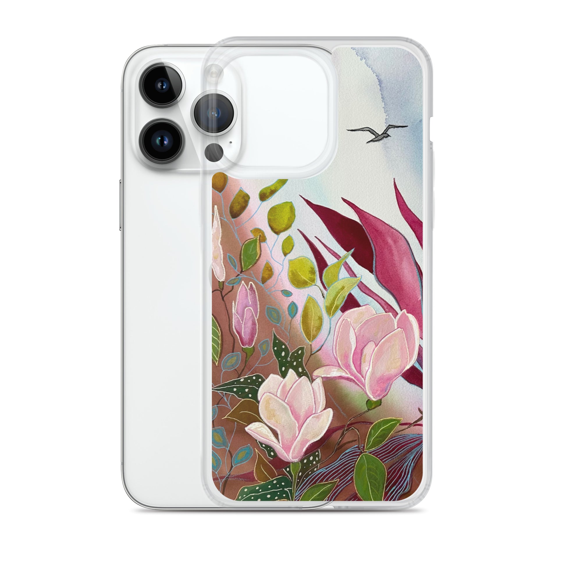 Pink Garden Clear Case for iPhone® - Aquamarine Design - Artistic Gifts for Women - Art by Artist Tania Herrera from Aquamarine Design Studio