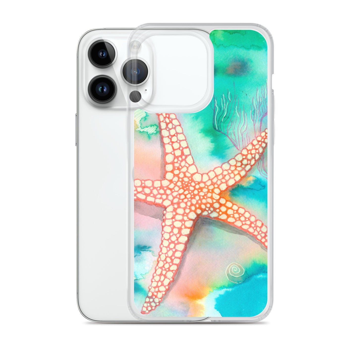 Starfish Clear Case for iPhone® - Aquamarine Design - Artistic Gifts for Women - Art by Artist Tania Herrera from Aquamarine Design Studio