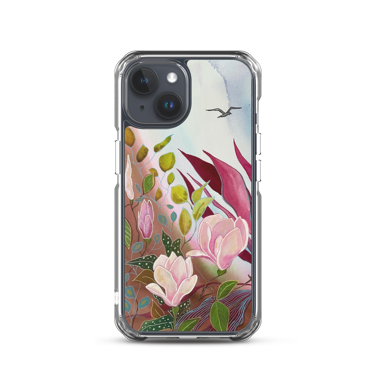 Pink Garden Clear Case for iPhone® - Aquamarine Design - Artistic Gifts for Women - Art by Artist Tania Herrera from Aquamarine Design Studio