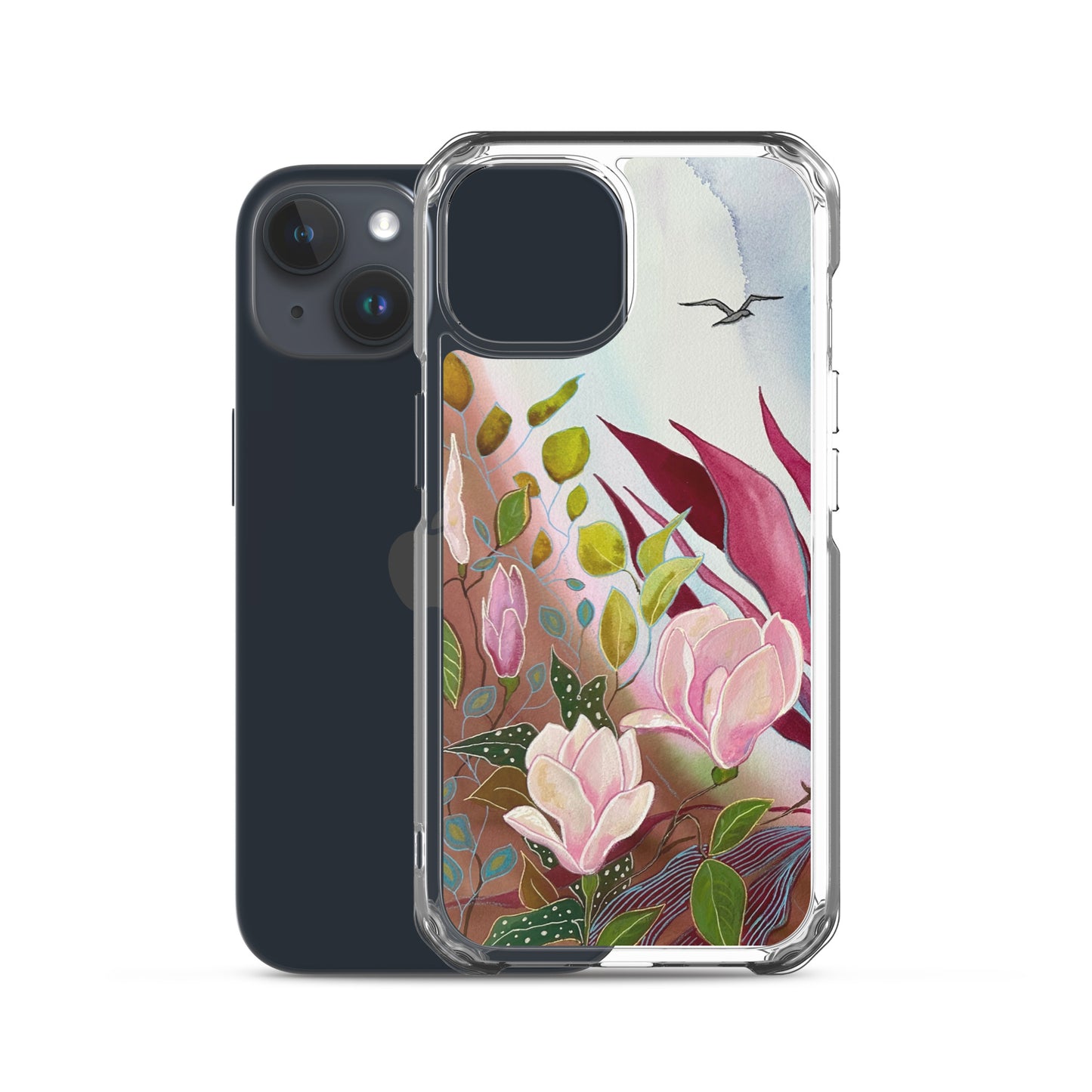 Pink Garden Clear Case for iPhone® - Aquamarine Design - Artistic Gifts for Women - Art by Artist Tania Herrera from Aquamarine Design Studio