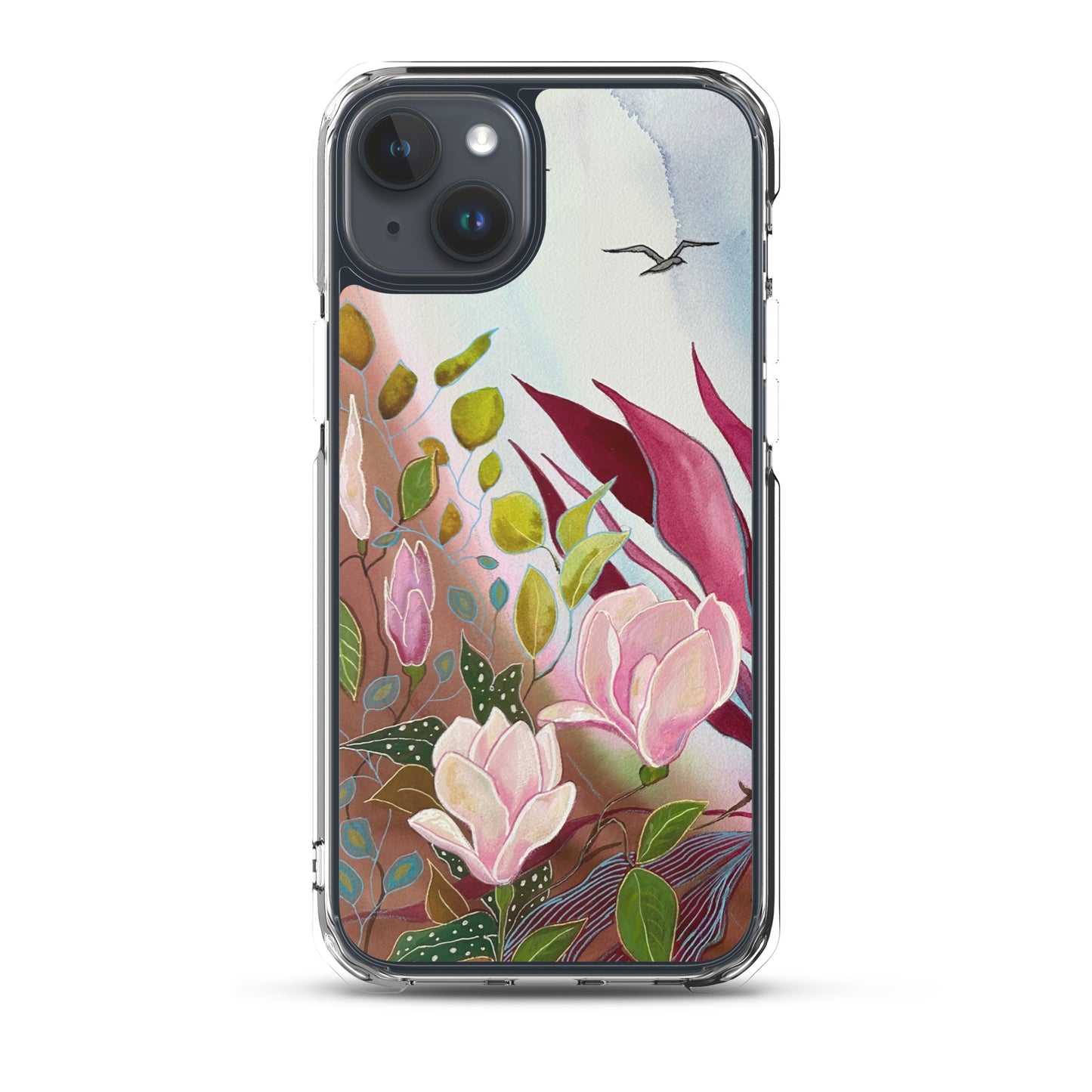 Pink Garden Clear Case for iPhone® - Aquamarine Design - Artistic Gifts for Women - Art by Artist Tania Herrera from Aquamarine Design Studio