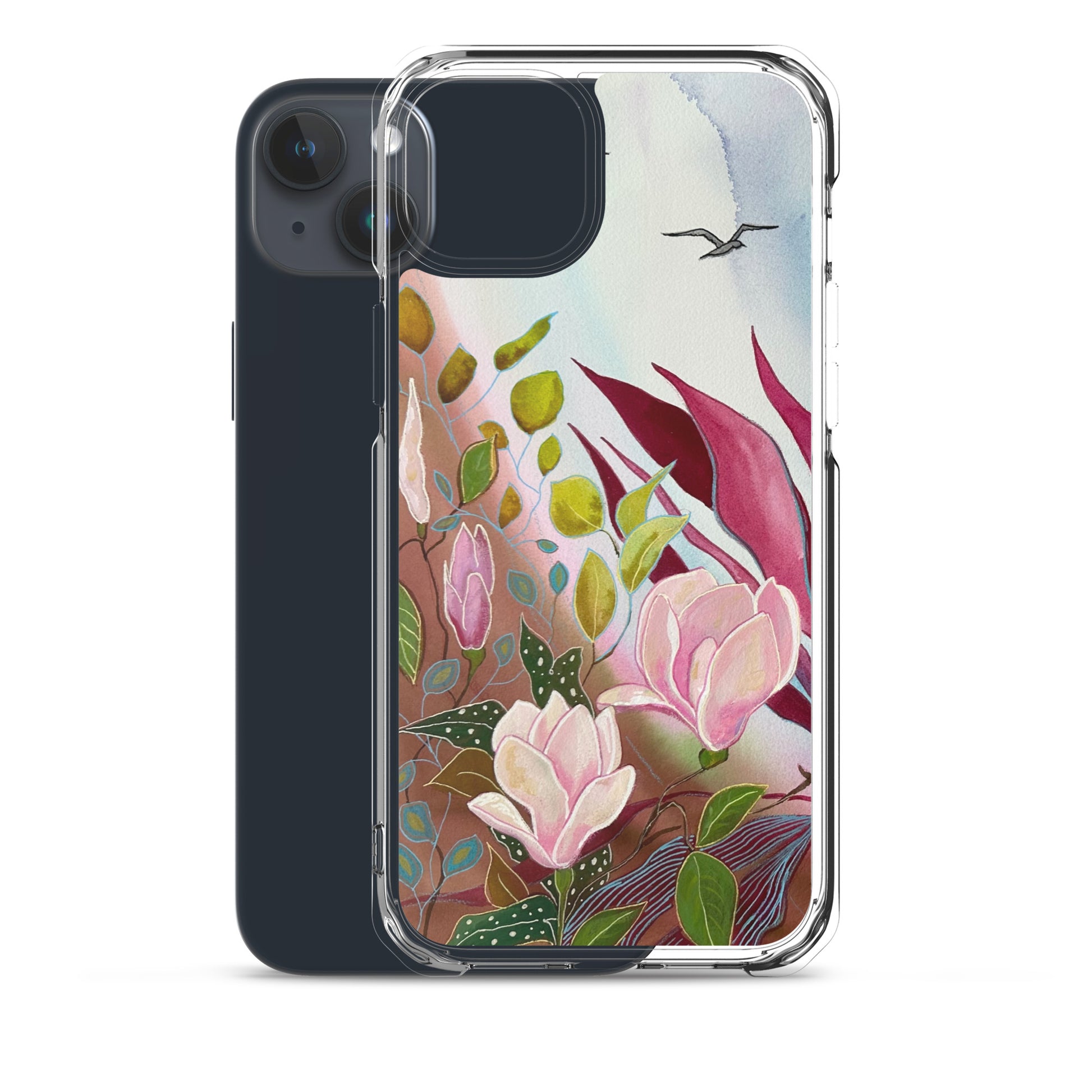 Pink Garden Clear Case for iPhone® - Aquamarine Design - Artistic Gifts for Women - Art by Artist Tania Herrera from Aquamarine Design Studio