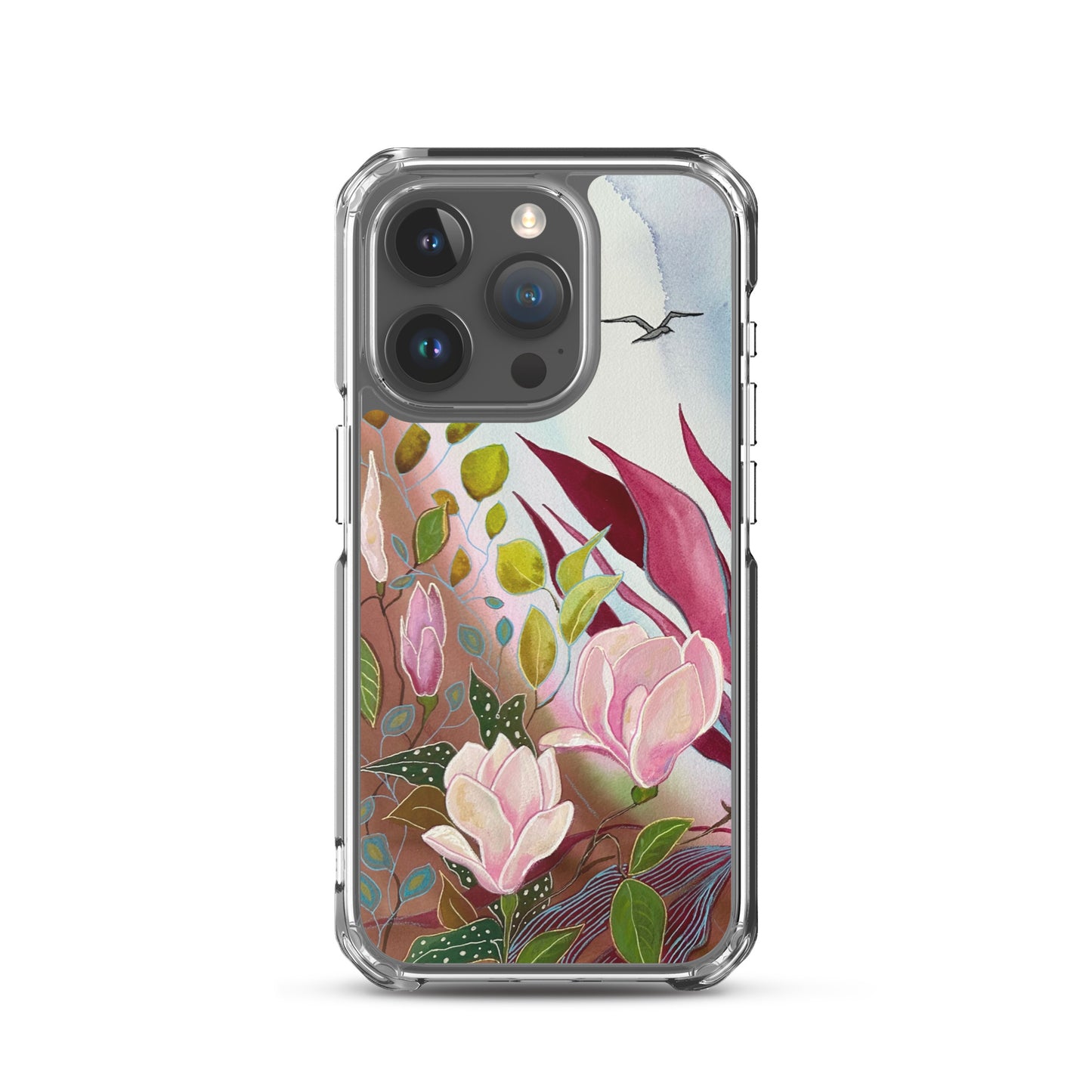 Pink Garden Clear Case for iPhone® - Aquamarine Design - Artistic Gifts for Women - Art by Artist Tania Herrera from Aquamarine Design Studio