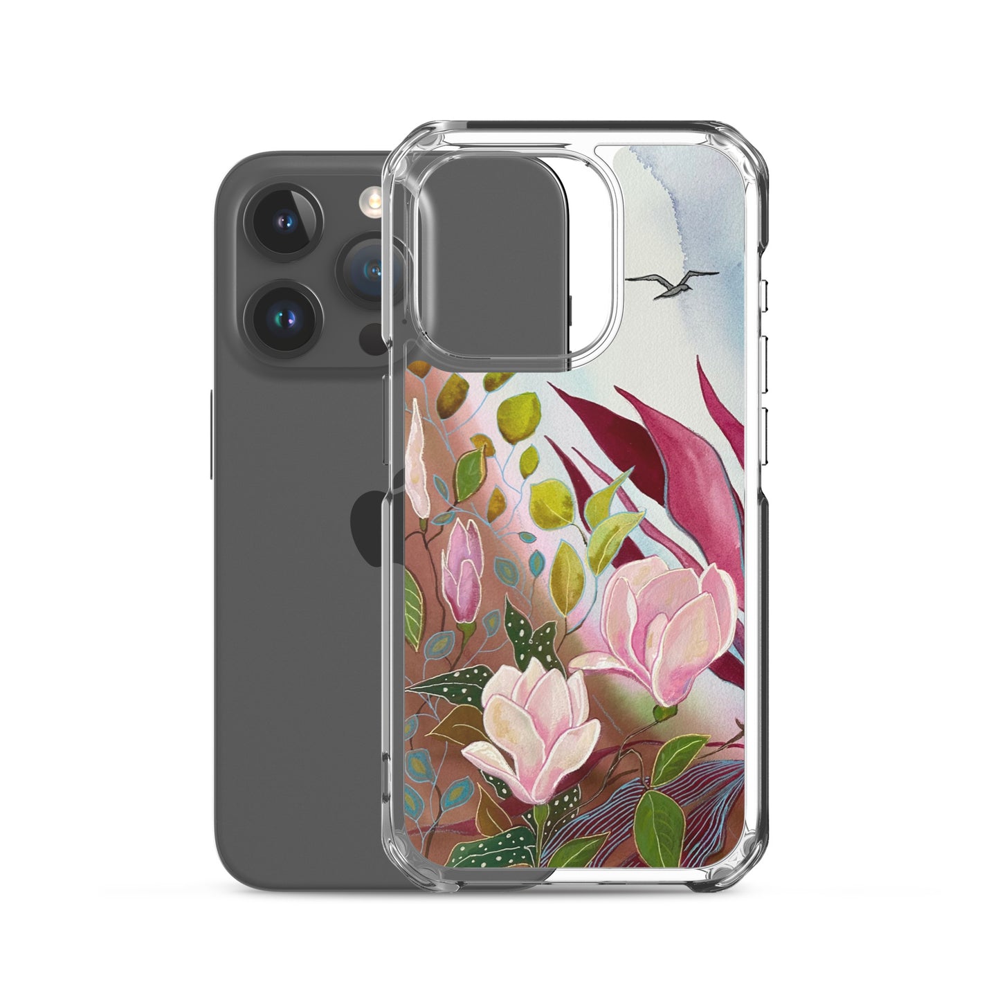 Pink Garden Clear Case for iPhone® - Aquamarine Design - Artistic Gifts for Women - Art by Artist Tania Herrera from Aquamarine Design Studio