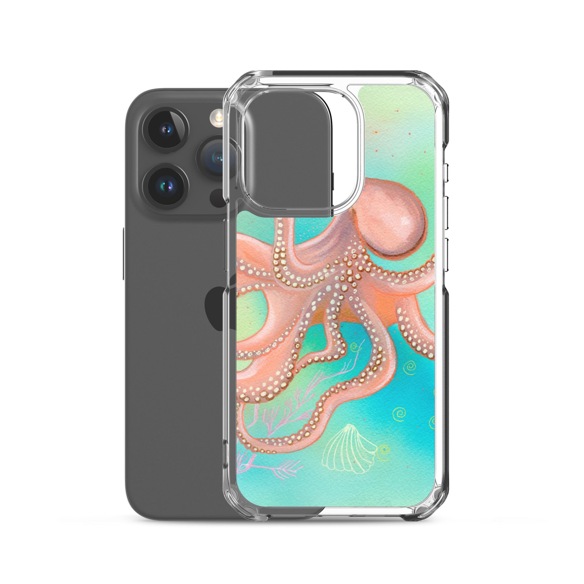 Octopus Clear Case for iPhone® - Aquamarine Design - Artistic Gifts for Women - Art by Artist Tania Herrera from Aquamarine Design Studio