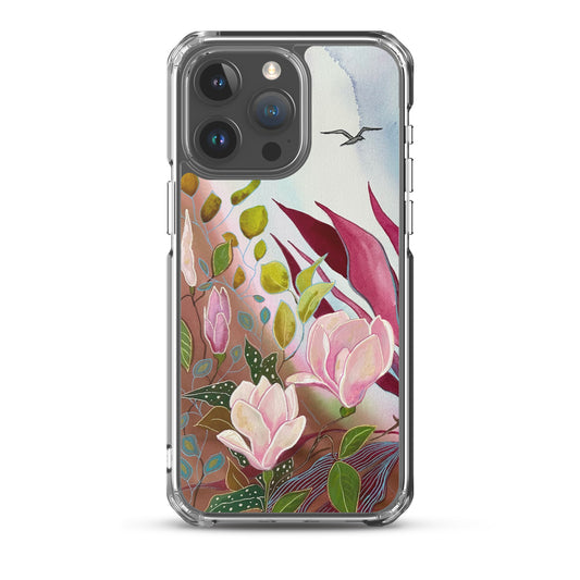 Pink Garden Clear Case for iPhone® - Aquamarine Design - Artistic Gifts for Women - Art by Artist Tania Herrera from Aquamarine Design Studio