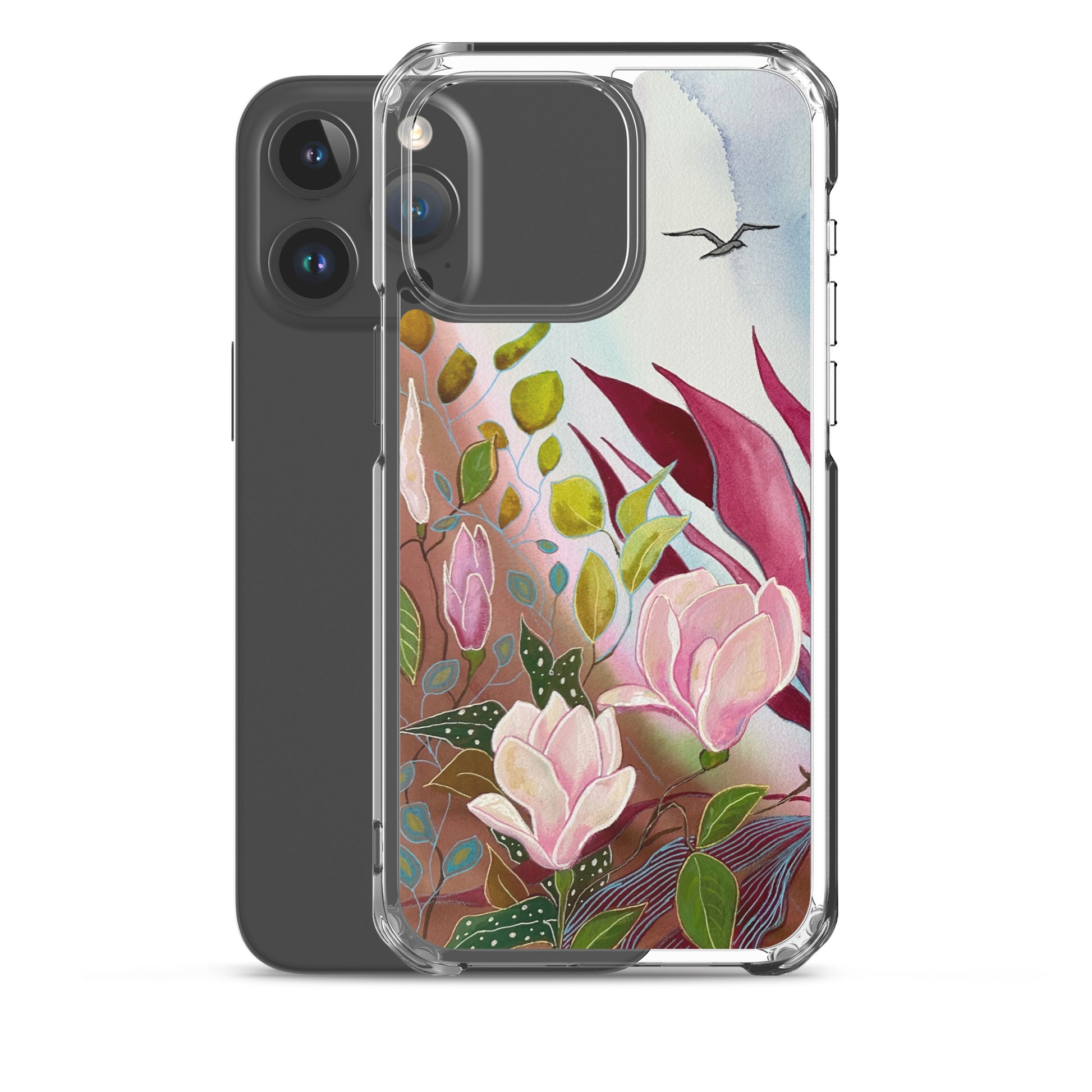 Pink Garden Clear Case for iPhone® - Aquamarine Design - Artistic Gifts for Women - Art by Artist Tania Herrera from Aquamarine Design Studio