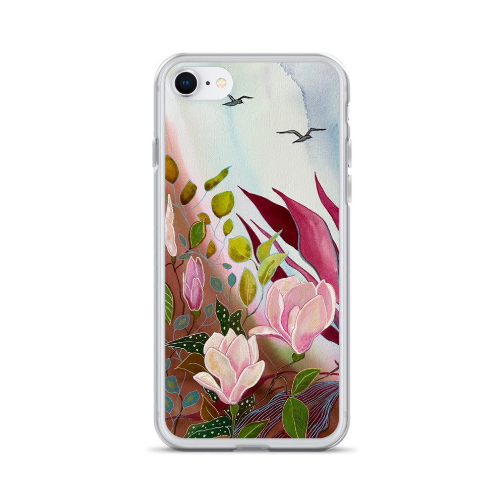 Pink Garden Clear Case for iPhone® - Aquamarine Design - Artistic Gifts for Women - Art by Artist Tania Herrera from Aquamarine Design Studio