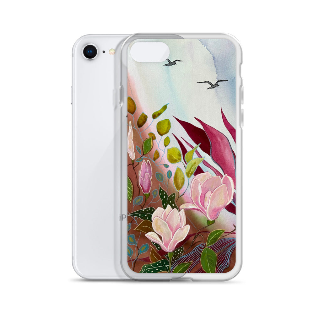 Pink Garden Clear Case for iPhone® - Aquamarine Design - Artistic Gifts for Women - Art by Artist Tania Herrera from Aquamarine Design Studio