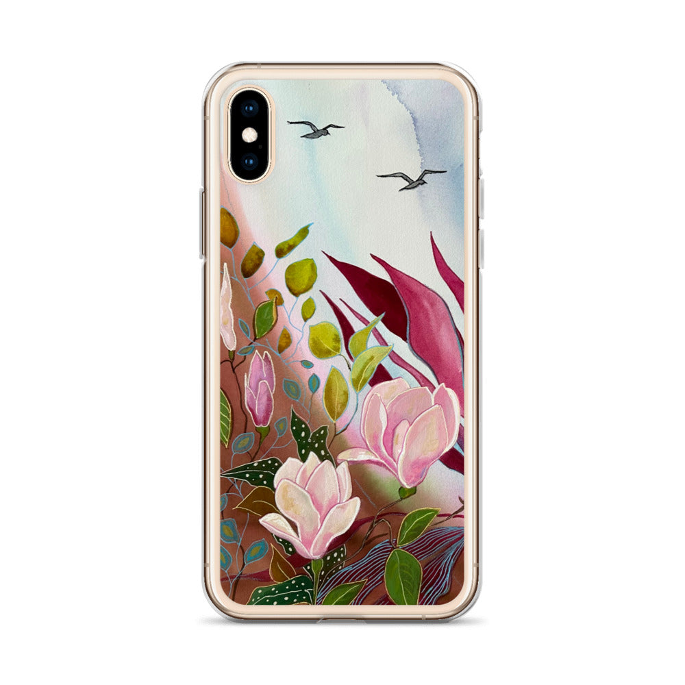 Pink Garden Clear Case for iPhone® - Aquamarine Design - Artistic Gifts for Women - Art by Artist Tania Herrera from Aquamarine Design Studio