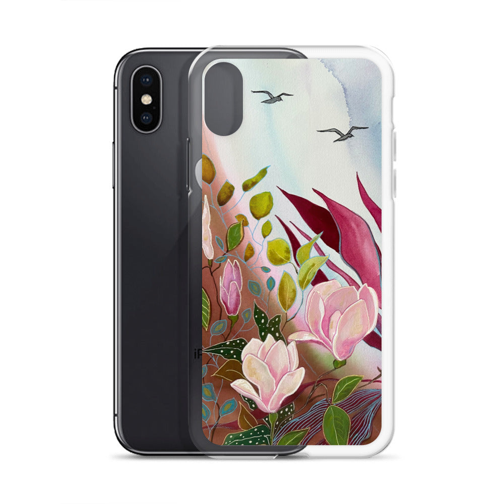 Pink Garden Clear Case for iPhone® - Aquamarine Design - Artistic Gifts for Women - Art by Artist Tania Herrera from Aquamarine Design Studio