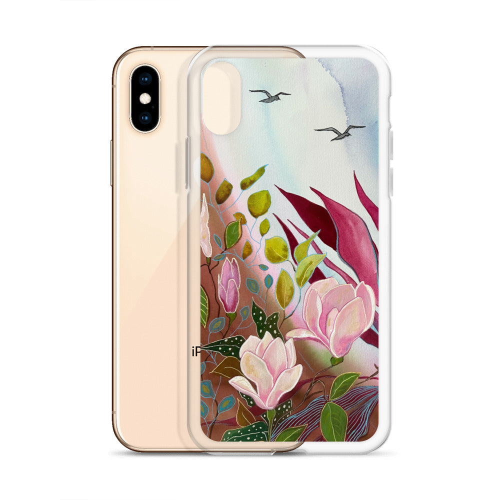 Pink Garden Clear Case for iPhone® - Aquamarine Design - Artistic Gifts for Women - Art by Artist Tania Herrera from Aquamarine Design Studio