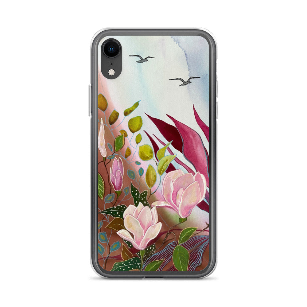 Pink Garden Clear Case for iPhone® - Aquamarine Design - Artistic Gifts for Women - Art by Artist Tania Herrera from Aquamarine Design Studio