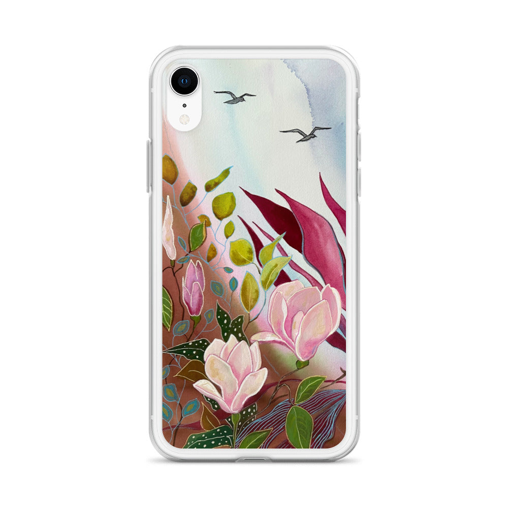 Pink Garden Clear Case for iPhone® - Aquamarine Design - Artistic Gifts for Women - Art by Artist Tania Herrera from Aquamarine Design Studio