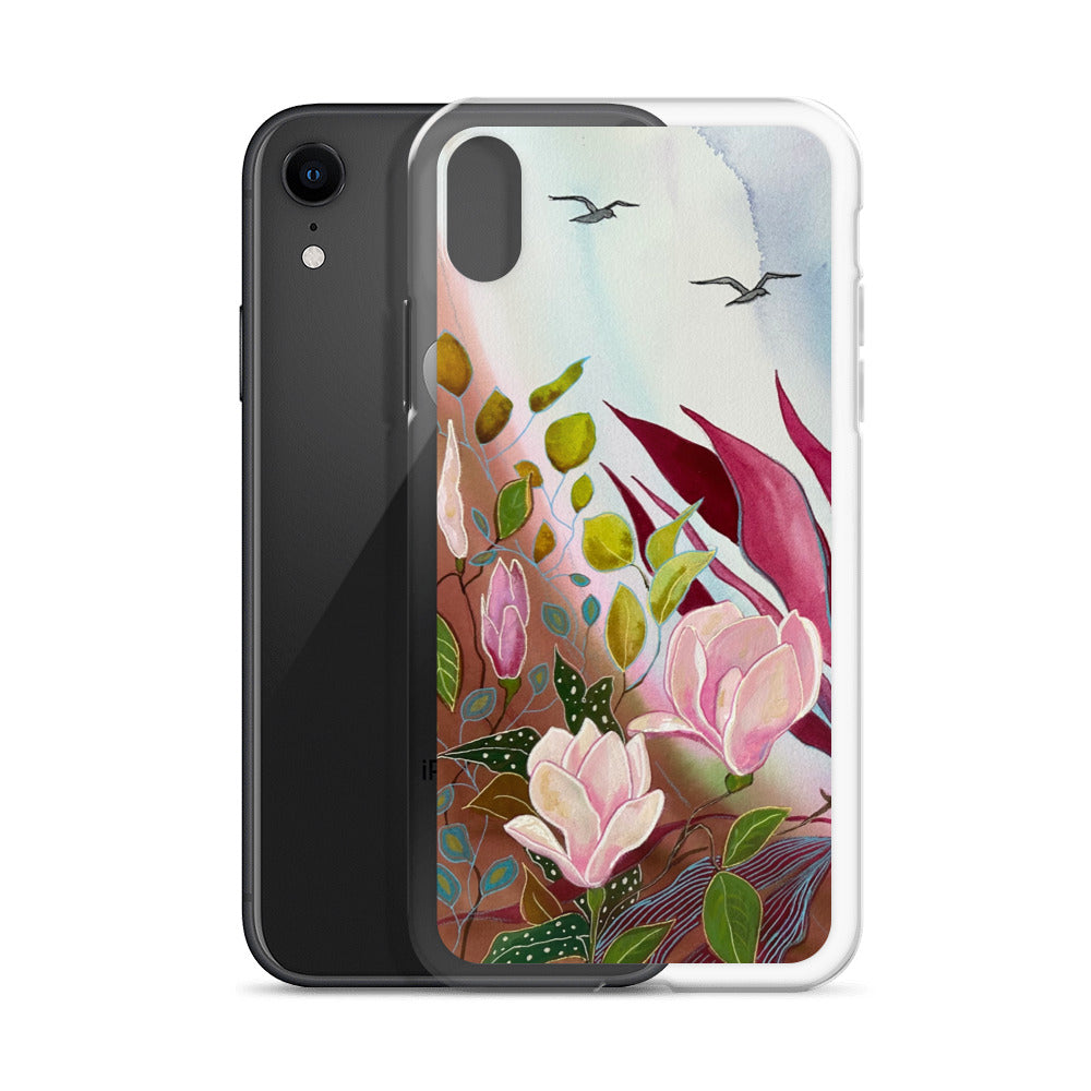 Pink Garden Clear Case for iPhone® - Aquamarine Design - Artistic Gifts for Women - Art by Artist Tania Herrera from Aquamarine Design Studio