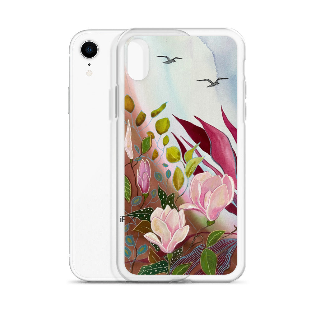 Pink Garden Clear Case for iPhone® - Aquamarine Design - Artistic Gifts for Women - Art by Artist Tania Herrera from Aquamarine Design Studio