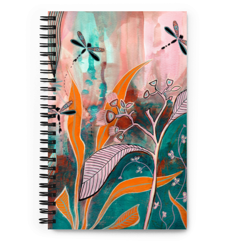 Dragonfly Spiral Notebook - Aquamarine Design - Artistic Gifts for Women - Art by Artist Tania Herrera from Aquamarine Design Studio