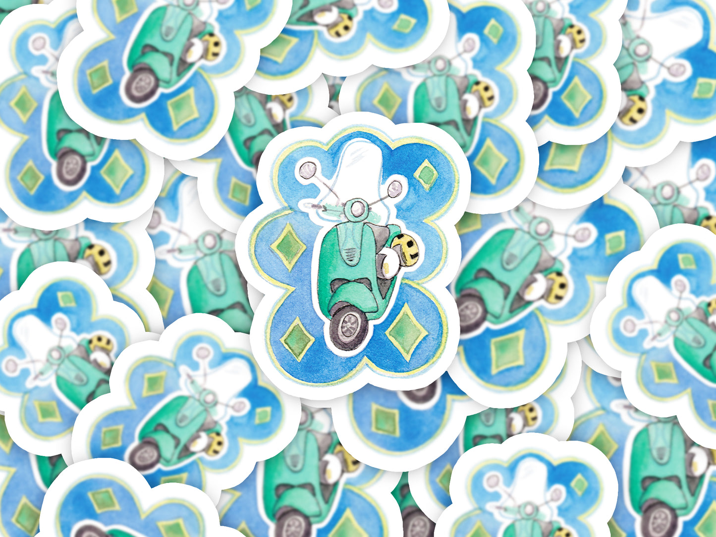 Green Vespa Bubble-free stickers