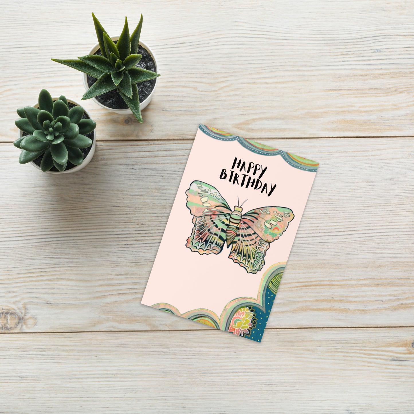 Happy Birthday Butterfly Greeting card - Aquamarine Design - Artistic Gifts for Women - Art by Artist Tania Herrera from Aquamarine Design Studio