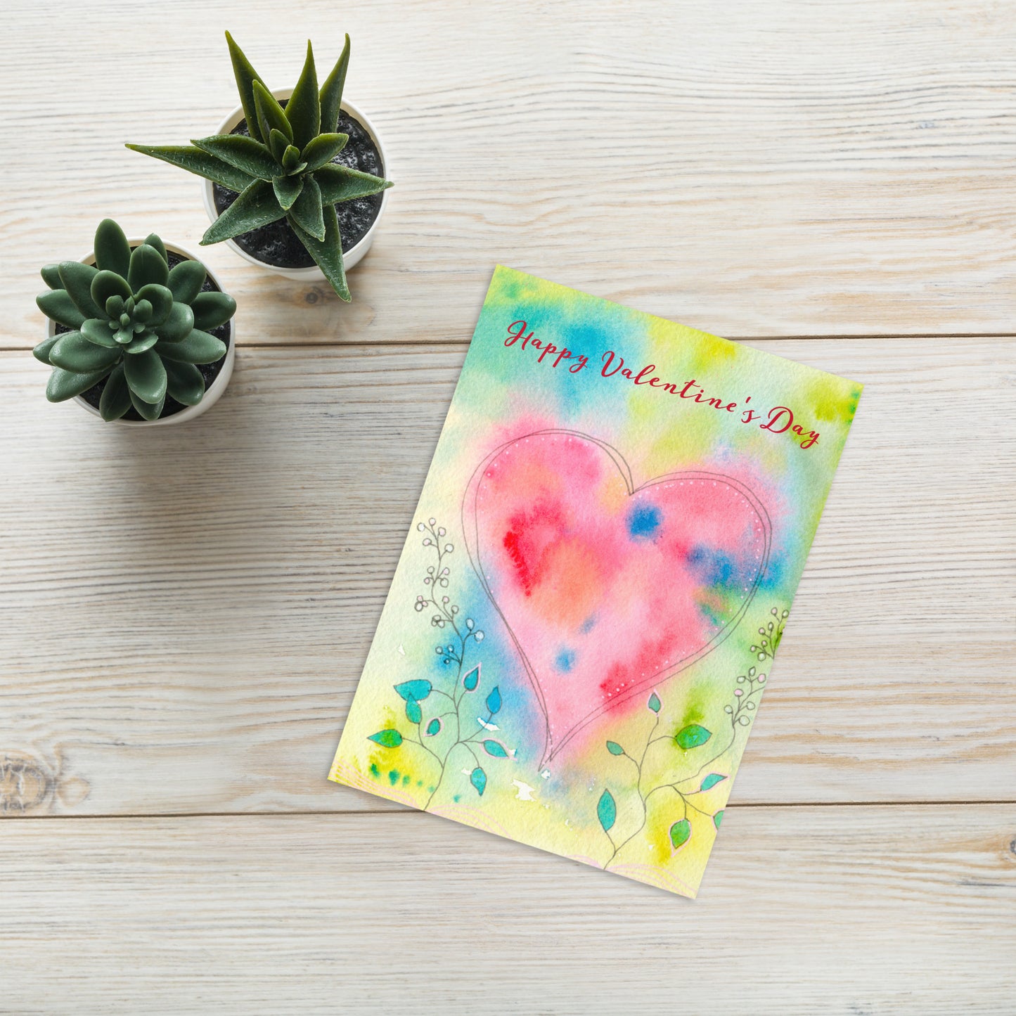 Happy Valentine's Day Greeting card - Aquamarine Design - Artistic Gifts for Women - Art by Artist Tania Herrera from Aquamarine Design Studio