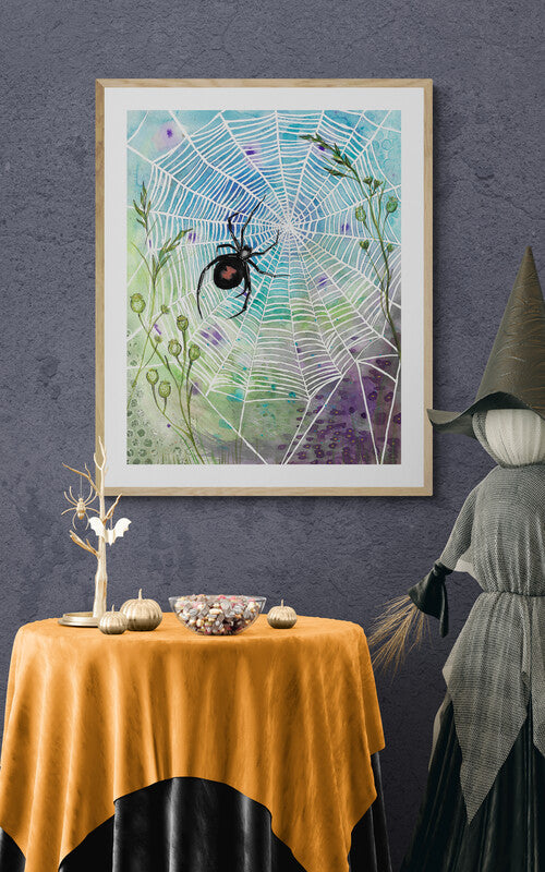 Spider on Colorful Web - Art Print