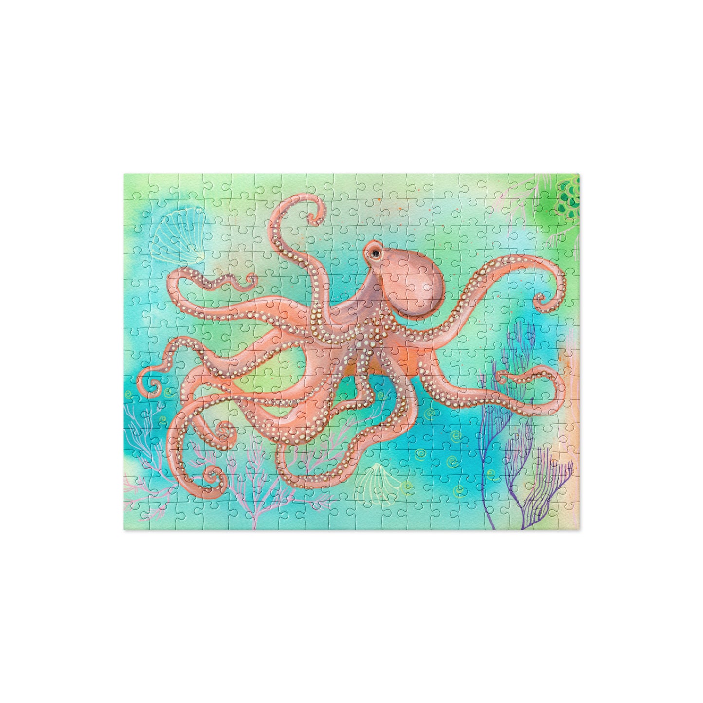 Octopus Jigsaw puzzle - Aquamarine Design - Artistic Gifts for Women - Art by Artist Tania Herrera from Aquamarine Design Studio