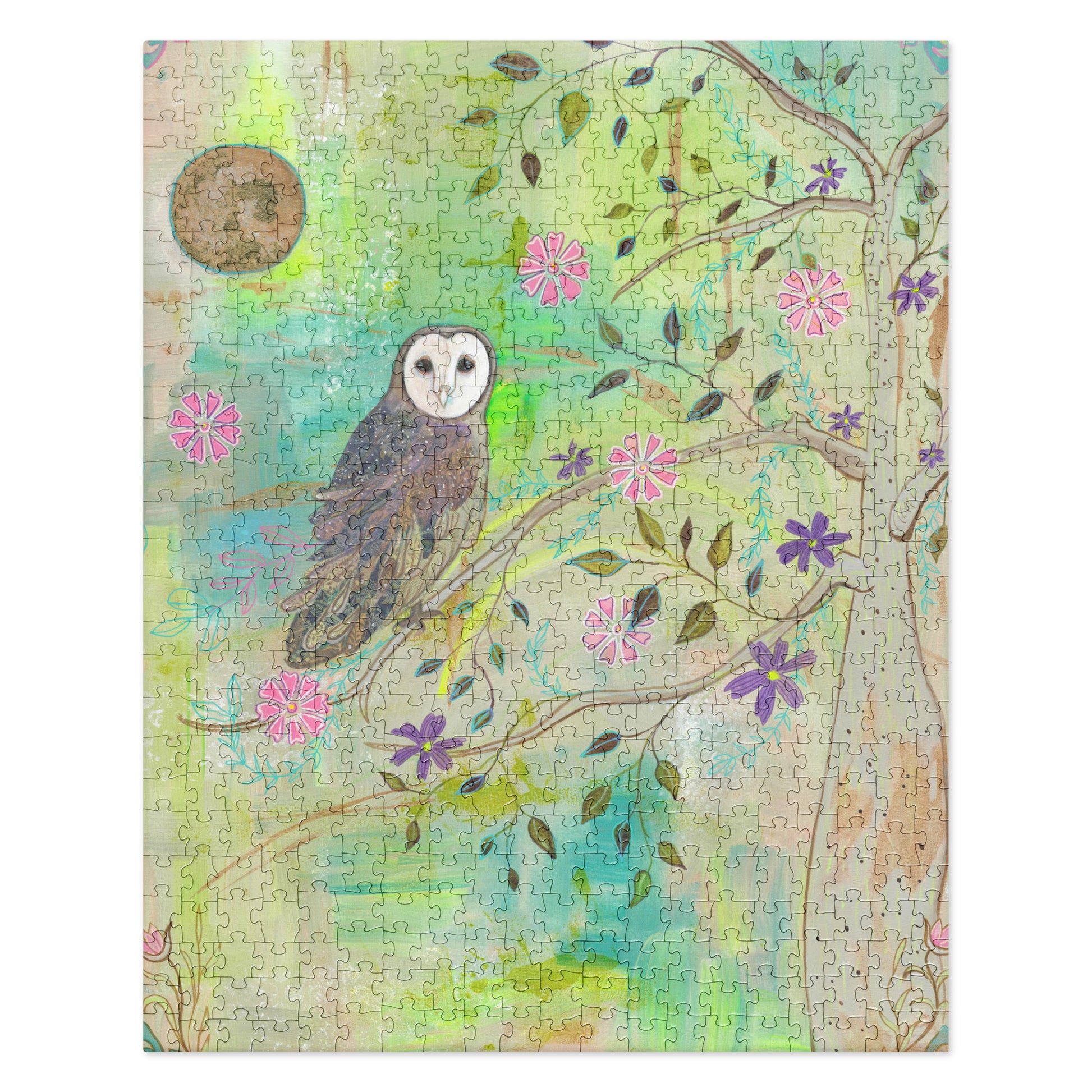 Owl Jigsaw puzzle - Aquamarine Design - Artistic Gifts for Women - Art by Artist Tania Herrera from Aquamarine Design Studio