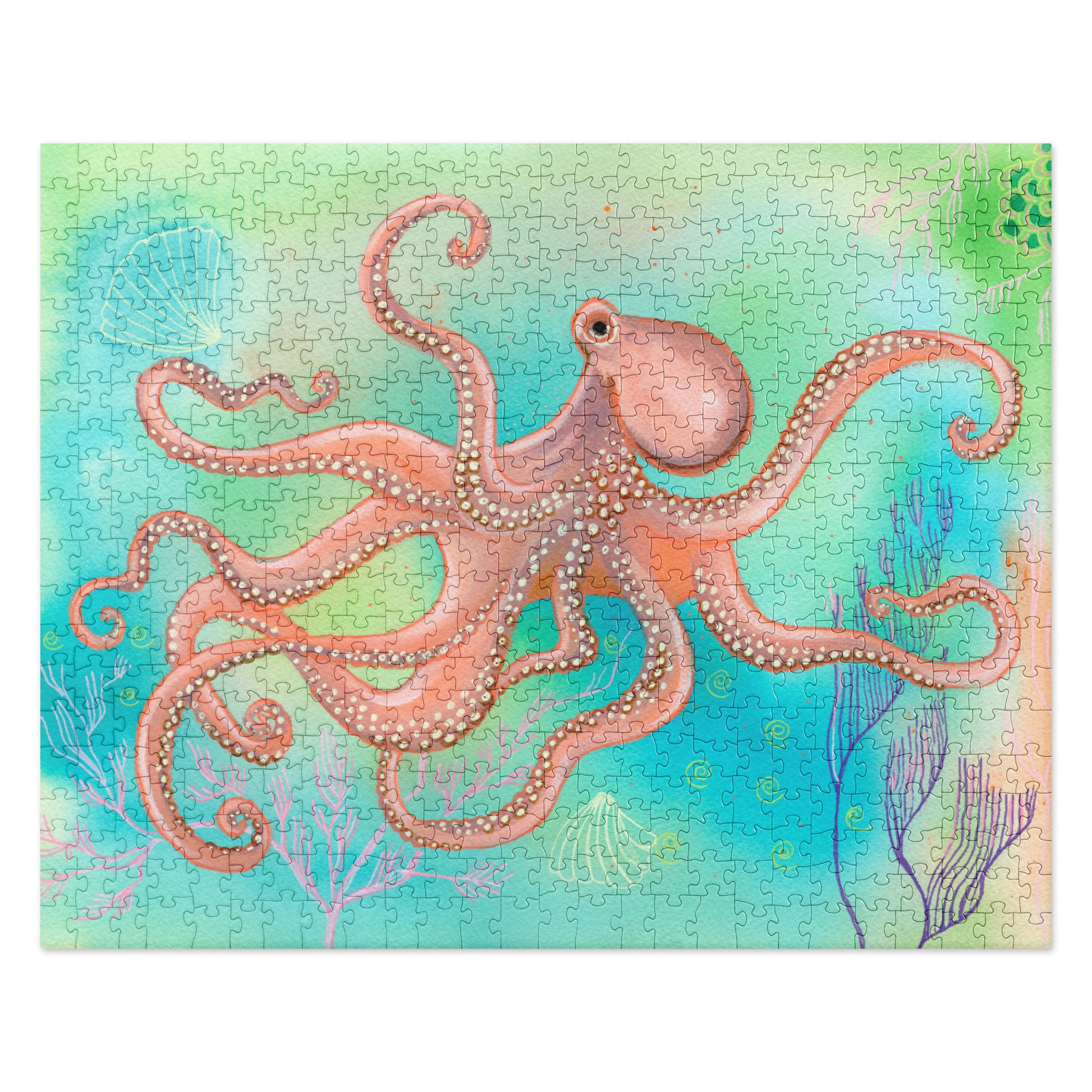 Octopus Jigsaw puzzle - Aquamarine Design - Artistic Gifts for Women - Art by Artist Tania Herrera from Aquamarine Design Studio