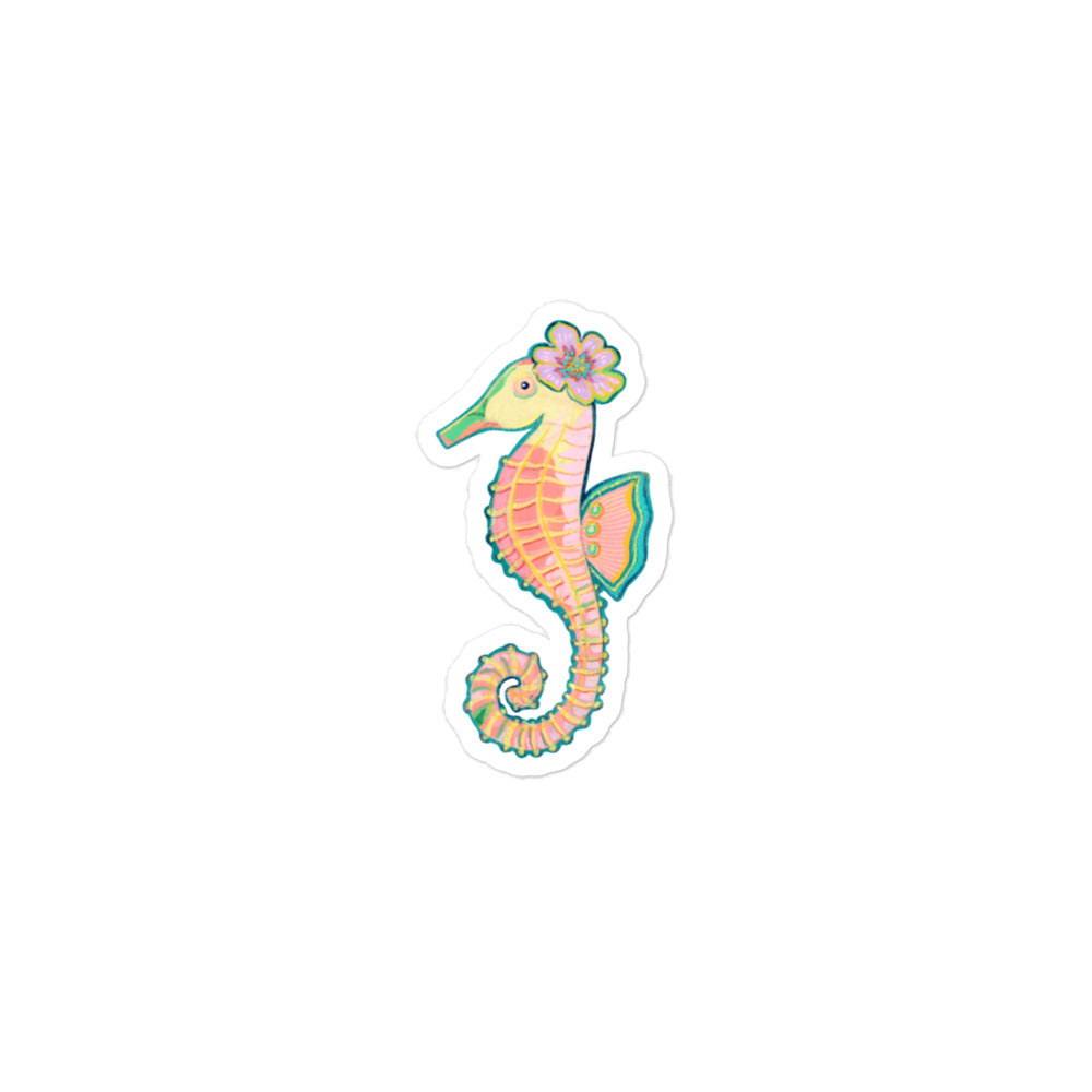 Seahorse Bubble-free stickers - Aquamarine Design - Artistic Gifts for Women - Art by Artist Tania Herrera from Aquamarine Design Studio