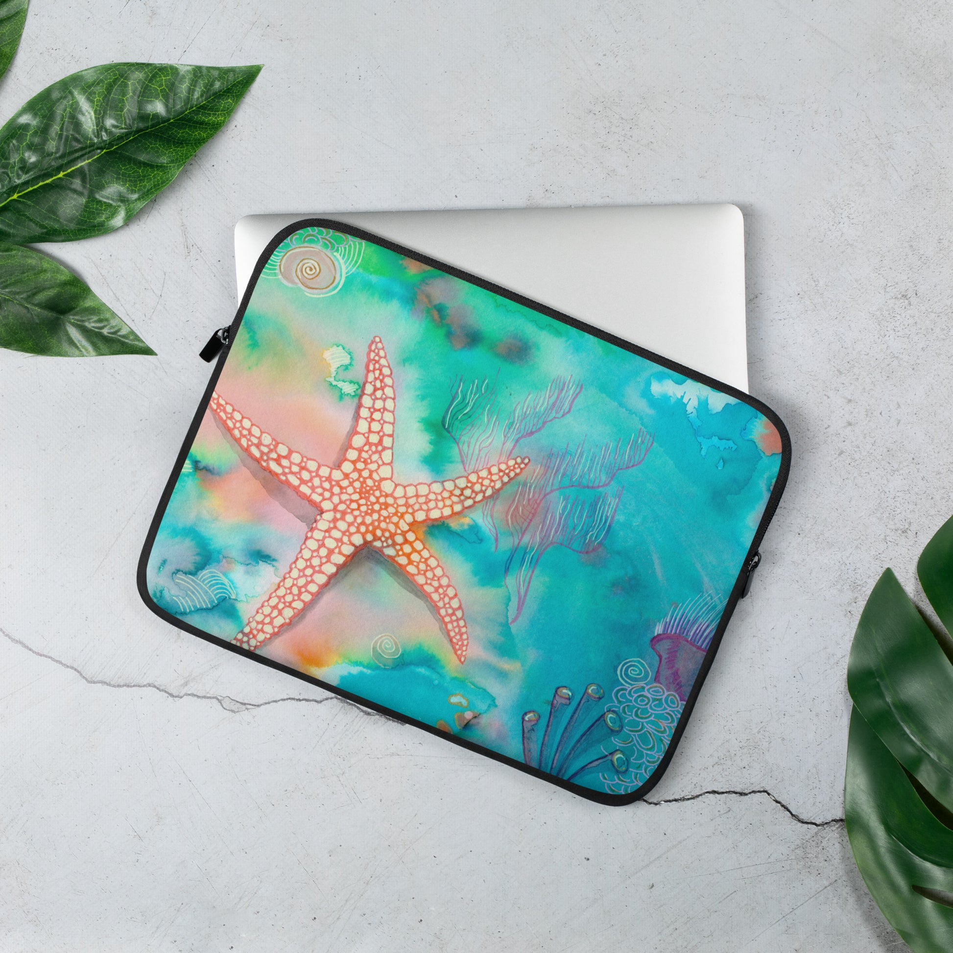 Starfish - Laptop Sleeve - Aquamarine Design - Artistic Gifts for Women - Art by Artist Tania Herrera from Aquamarine Design Studio