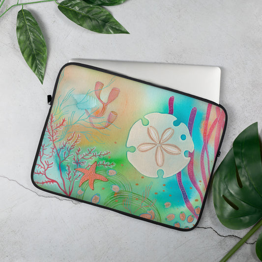 Sundollar Laptop Sleeve - Aquamarine Design - Artistic Gifts for Women - Art by Artist Tania Herrera from Aquamarine Design Studio