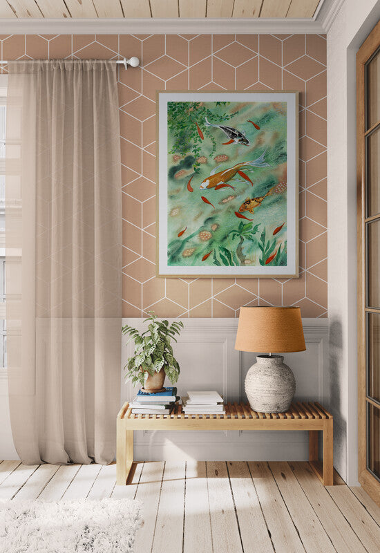 Koi Fish in Serene Pond - Art Print