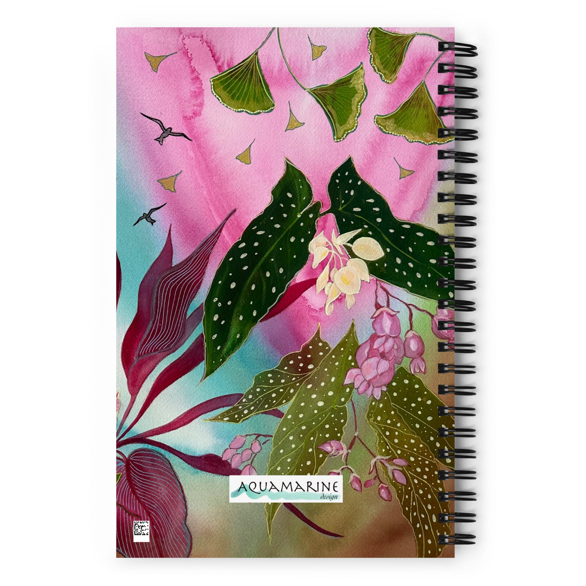 Pink Garden-Spiral notebook - Aquamarine Design - Artistic Gifts for Women - Art by Artist Tania Herrera from Aquamarine Design Studio