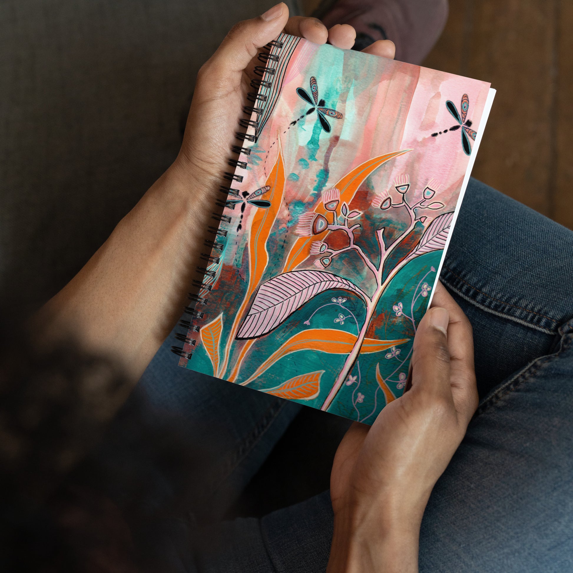 Dragonfly Spiral Notebook - Aquamarine Design - Artistic Gifts for Women - Art by Artist Tania Herrera from Aquamarine Design Studio